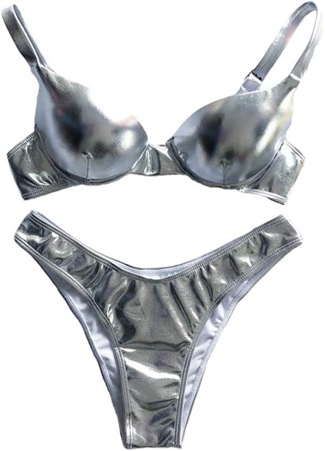 étude Dérangé Établissement Silver Metallic Bikini Sauvage Ligne Du