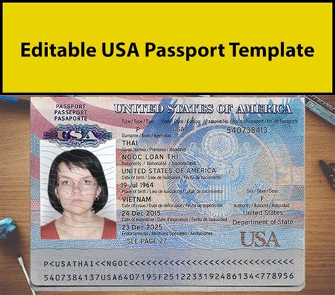 Editable Usa Passport Template Psd Mehran System