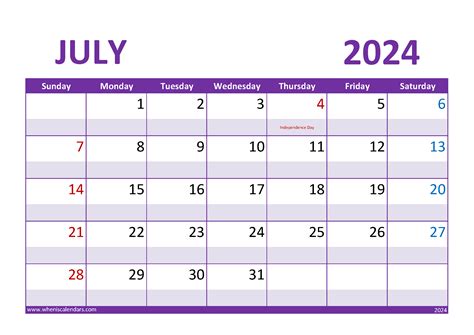 Blank Calendars July 2024 Monthly Calendar