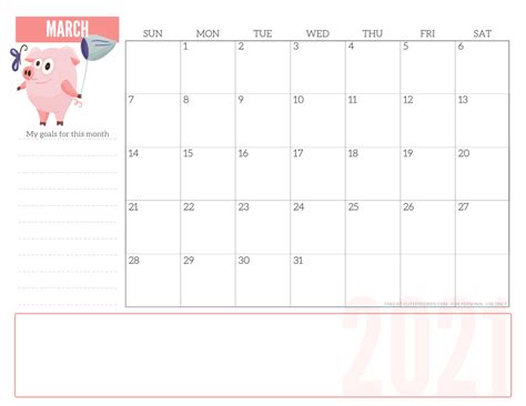 Don't forget to take blank april 2021 calendar if you wish to mark all the important events that we have described. Cute Pig 2021 Monthly Planner Calendar PDF - Free ...