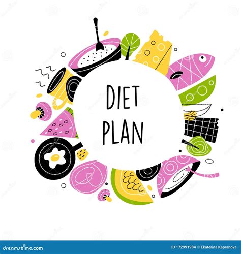 Diet Plan Vector Illustration Of Healthy Food Stock Illustration