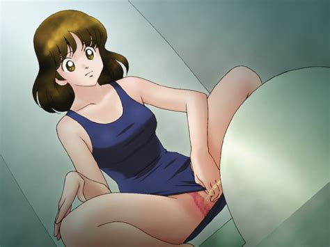 Monochrome Artist Asakura Minami Touch Manga 1girl Bathroom Blue One Piece Swimsuit
