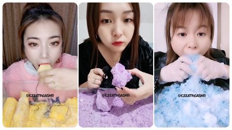 Asmr Colored Shaved Powdery Ice And Big Bites 🤤 And Squeaky Ice Eating