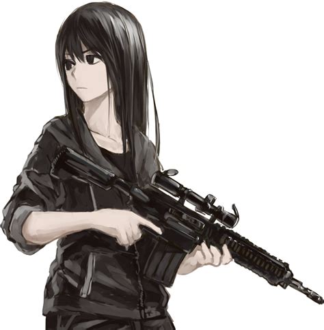 Transparent Anime Girl With Gun