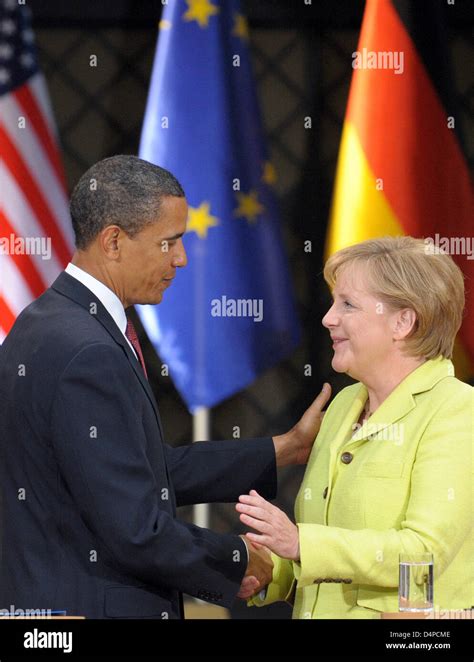 Us President Barack Obama L And German Chancellor Angela Merkel Cdu