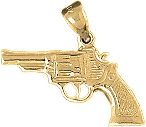 Amazon Com Jewels Obsession Silver Revolver Gun Pendant 14K Yellow