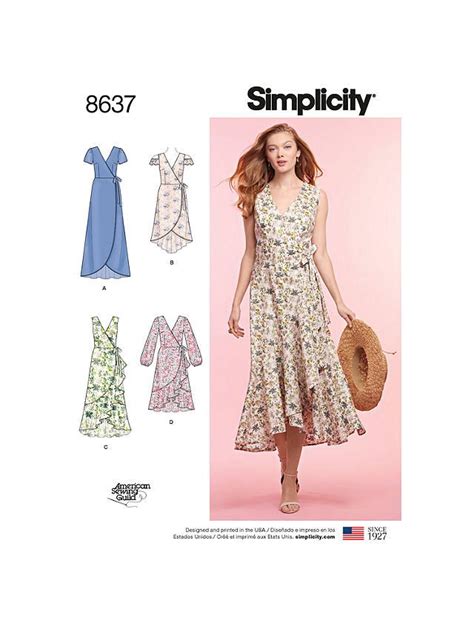 Simplicity Womens Dress Sewing Pattern 8637 Wrap Dress Pattern