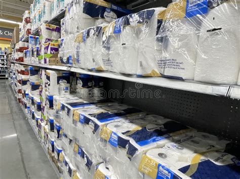 Walmart Grocery Store Interior Toilet Paper Aisle Side View Editorial