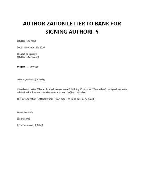 Signature Authorization Letter Template Business Form