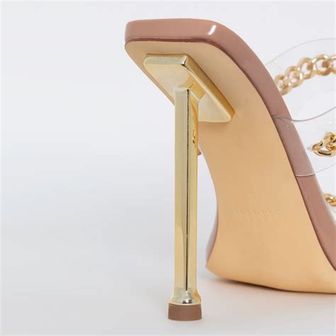 Monsoon Nude Patent Clear Chain Stiletto Mules Simmi London