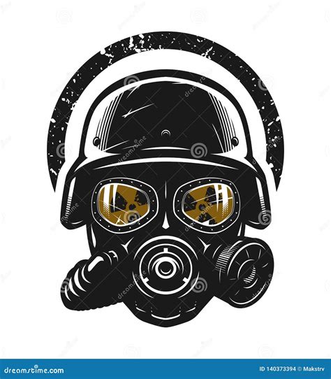 Helmet And Gas Mask Radiation Protection Vector Illustration Stock Vector Illustration Of