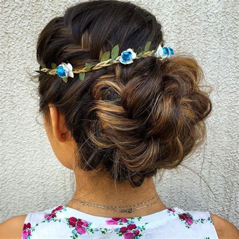 Low Loopy Bun With A Braid Updo Dance Hairstyles Side Hairstyles