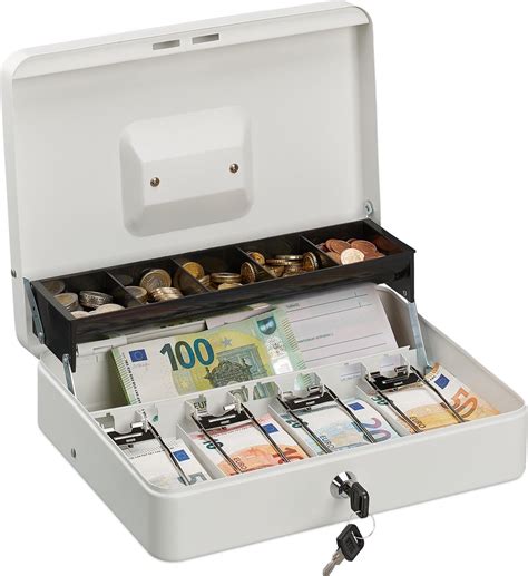 relaxdays geldkistje met slot - metaal - geldkluis - geldcassette - 2 sleutels -... | bol.com