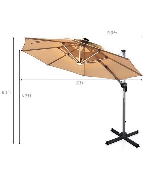 Costway 10ft Solar Led Patio Umbrella 360degree Rotation Macys