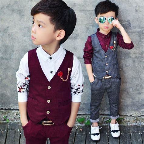 New Fashion Kids Baby Boys Gentleman Suit For Wedding Clothes Waistcoat