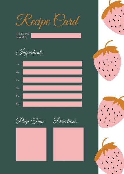 Online Pink Strawberry Calendar Recipe Card Template Fotor Design Maker