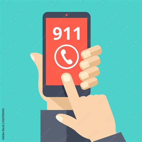 Vetor De Call 911 Emergency Call Concept Hand Holding Smartphone