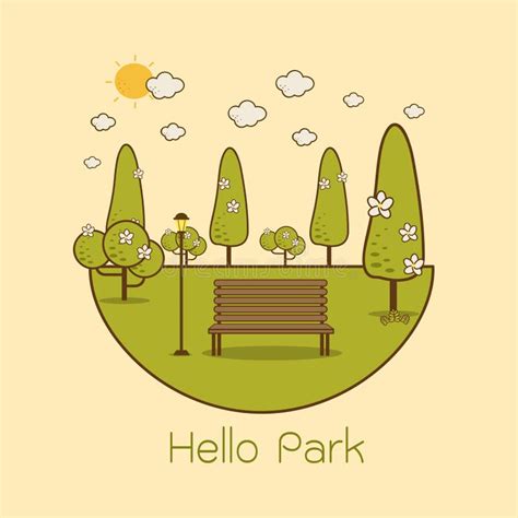 Hello Park Natural Landscape In The Flat Style A Beautiful Park