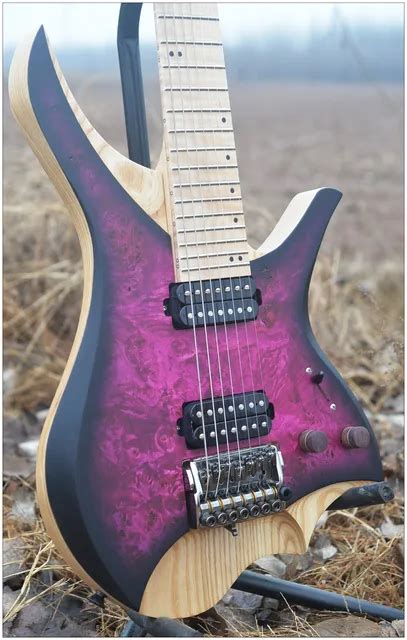 Nk Headless 7 Strings Headless Electric Guitar Purple Burst Spalted