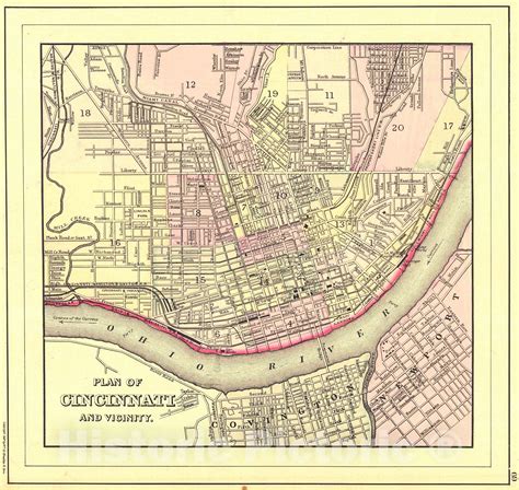 Historic Map 1887 Plan Of Cincinnati And Vicinity Vintage Wall Art