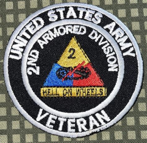 Us Army 2nd Armored Division Hell On Wheels Veteran Patch 3 Decal