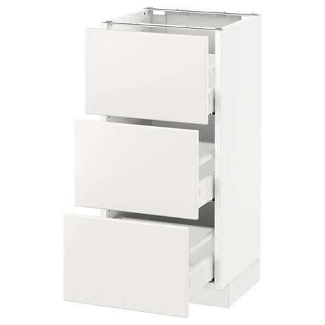 Add interior organisers, waste management and lighting to make your kitchen more functional and to enable an. IKEA - SEKTION white Base cabinet with 3 drawers Frame ...