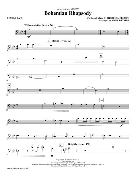 Christian guitar resources, the largest online catalogue of worship songs, chords, and christian guitar tabs Bohemian Rhapsody (arr. Mark Brymer) - Double Bass Sheet Music | Queen | Choir Instrumental Pak