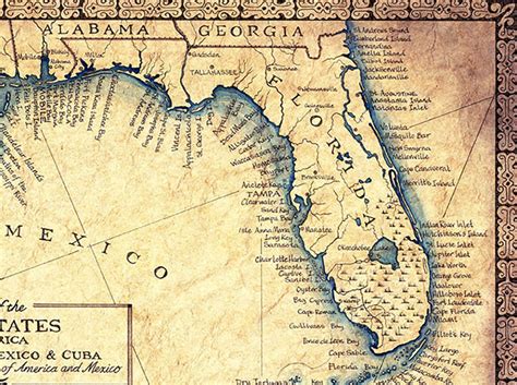 Gulf Of Mexico Map Art C X Civil Etsy