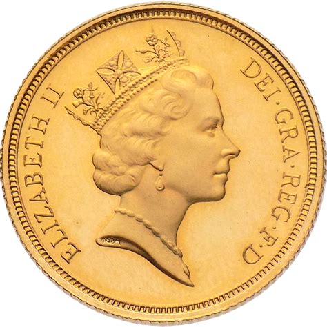 1990 Full Sovereign Proof Design Gold Coin