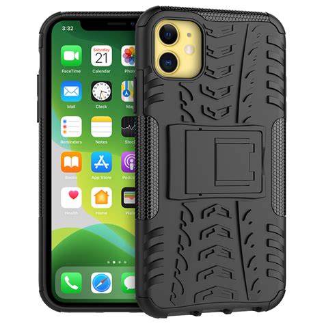 Dual Layer Rugged Tough Case For Apple Iphone 11 Black