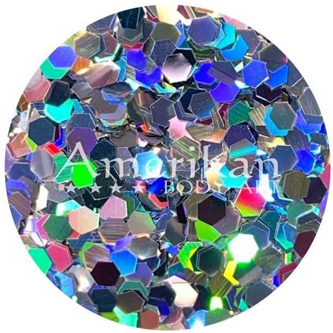 Holographic Silver 0094 Hex Loose Chunky Cosmetic Glitter By Aba 28g