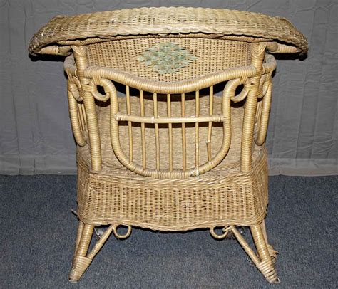 Antique Wicker Chair With Harp Motif Olde Good Things