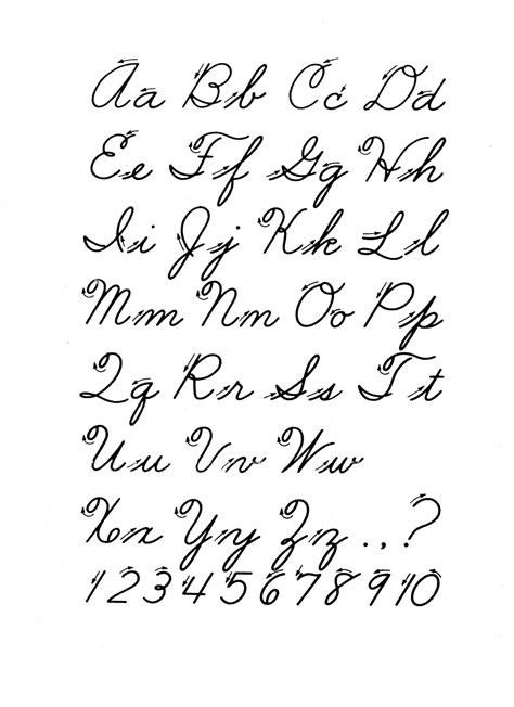 Free Printable Cursive Handwriting Chart