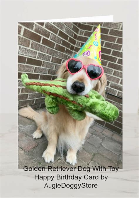 Golden Retriever Dog With Toy Happy Birthday Card Zazzle Dogs