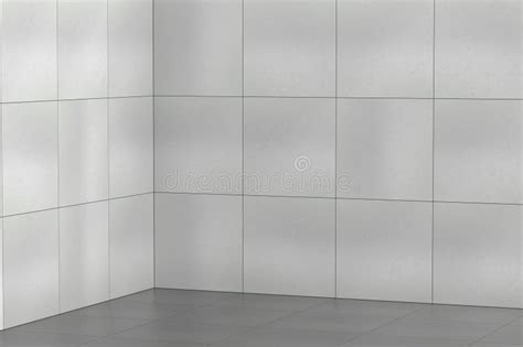 Empty Room With Grey Ceramic Tiles Stock Illustration Illustration Of