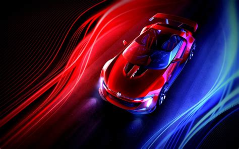 Red And Blue Led Light Car Hd Wallpaper Wallpaper Flare