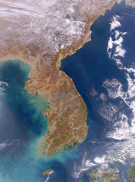 Large Satellite Map Of Korean Peninsula South Korea Asia Mapsland