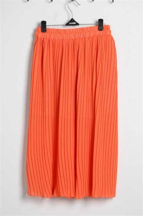 Orange Pleated Chiffon Full Length Skirt Sheinsheinside