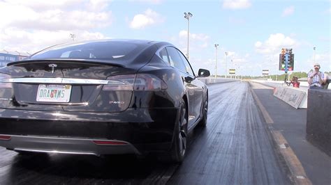 Stock 2014 Tesla Model S P85d 14 Mile Drag Racing Timeslip Specs 0 60