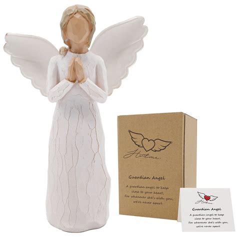 Guardian Angel Figurine Angel Of Prayer Hand Carved Praying Angel