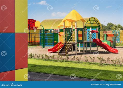 Kindergarten Playground In The Yard Stock Photo Image Of