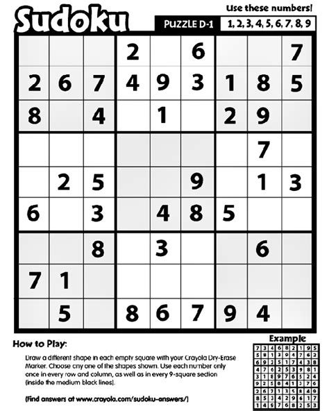 We have a thirty day list of puzzles of all sudoku levels. Sudoku D-1 Coloring Page | crayola.com
