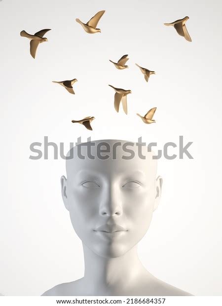 Womans Head Birds Flying Freedom Liberty Stock Illustration 2186684357