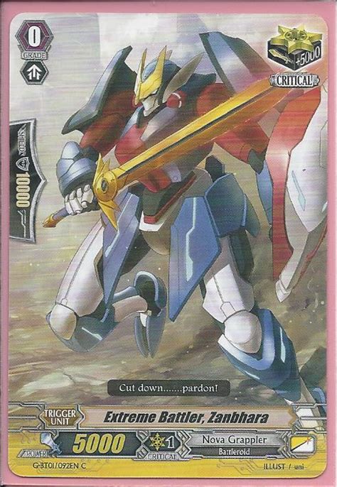 g bt01 092 extreme battler zanbhara common c cardfight vanguard trading card mint