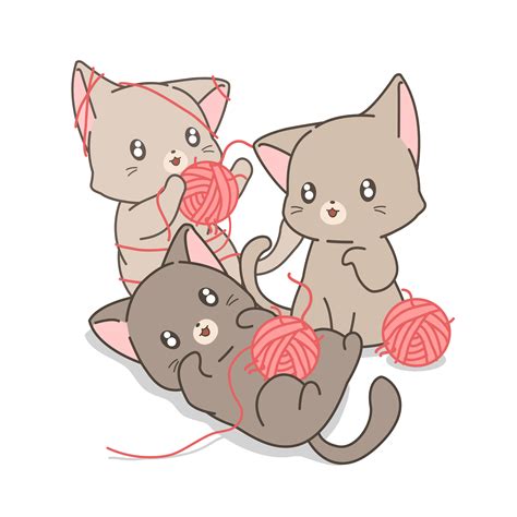 Hand Drawn Cats Playing With Yarn 952626 Vector Art At Vecteezy