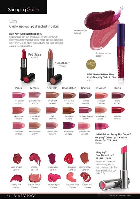 Mary Kay Lipstick Color Conversion Chart