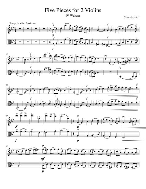 Five Pieces For 2 Violins Sheet Music For Violin Download Free In Pdf