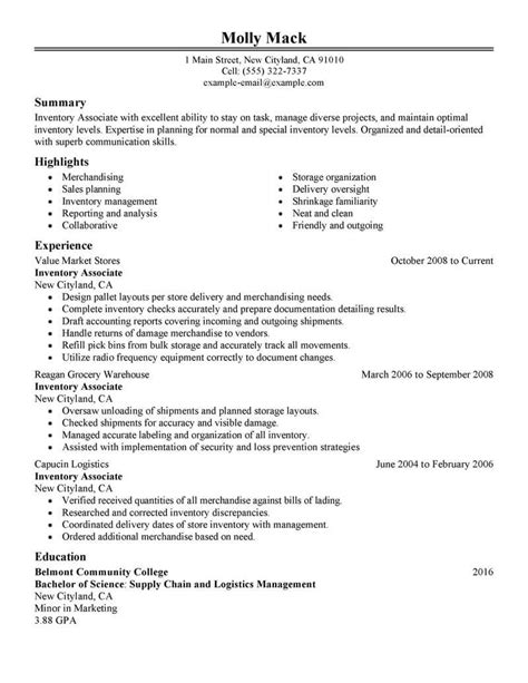Professional Inventory Associate Resume Examples Livecareer