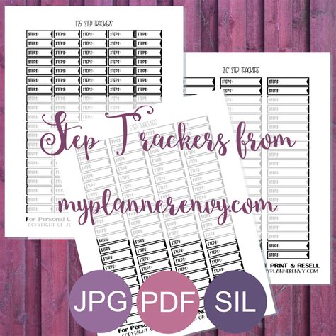 Free Printable Step Trackers In 3 Different Widths For Various Planners