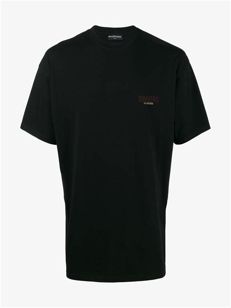 Black cotton sinners t shirt from balenciaga featuring a crew neck, short sleeves and an oversized fit. Balenciaga Sinners T-shirt in Black for Men - Lyst
